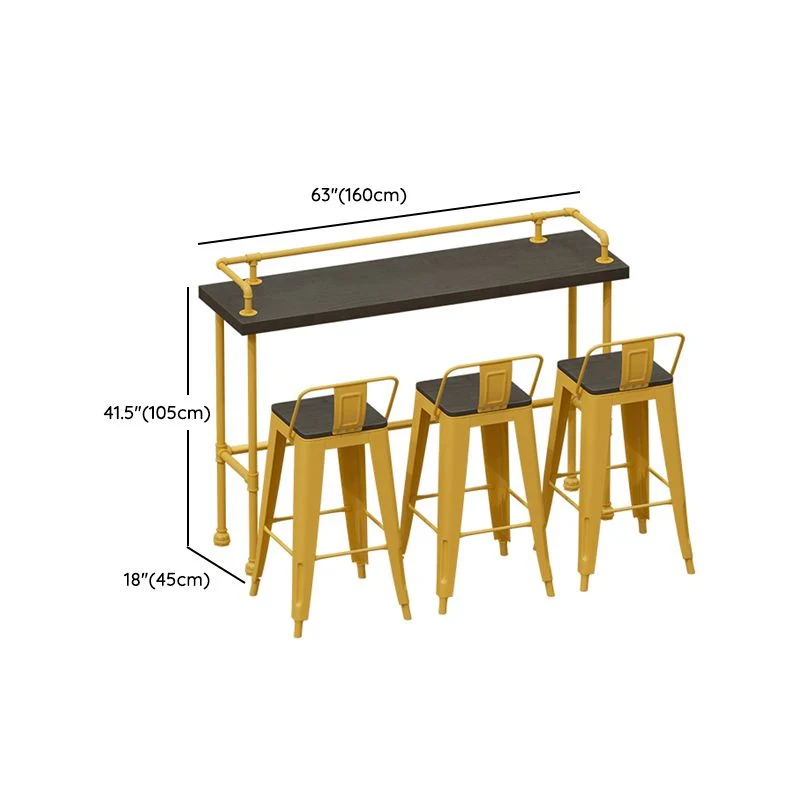 Ensemble tabouret de bar et table en bois et métal 1/3/4/5/6 pièces rectangulaire Clearhalo
