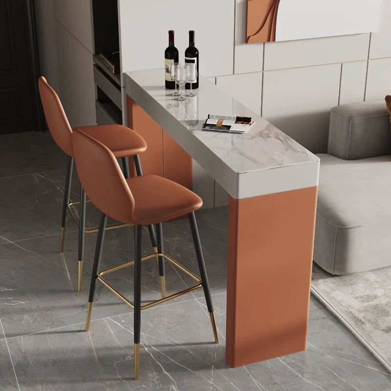 Ensemble tabouret de bar et table orange Ensemble de table de bar contemporain 1/2/3 pièces Clearhalo