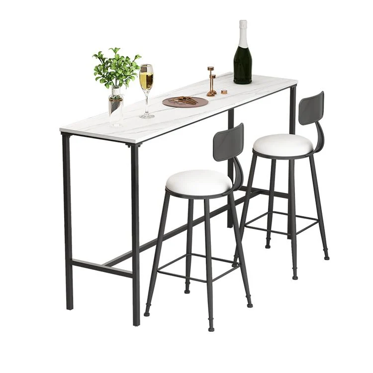 Ensemble de tabourets et de tables de bar modernes, 1/3/5 pièces, table et tabourets de bar rectangulaires en pierre Clear...