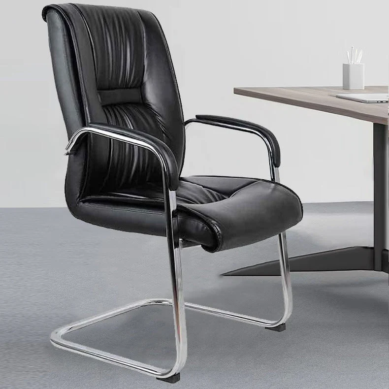 Fauteuil de bureau contemporain noir avec accoudoirs de 22 pouces de large, sans roulettes Clearhalo