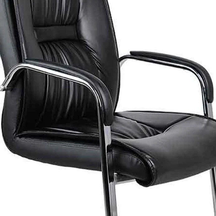 Fauteuil de bureau contemporain noir avec accoudoirs de 22 pouces de large, sans roulettes Clearhalo