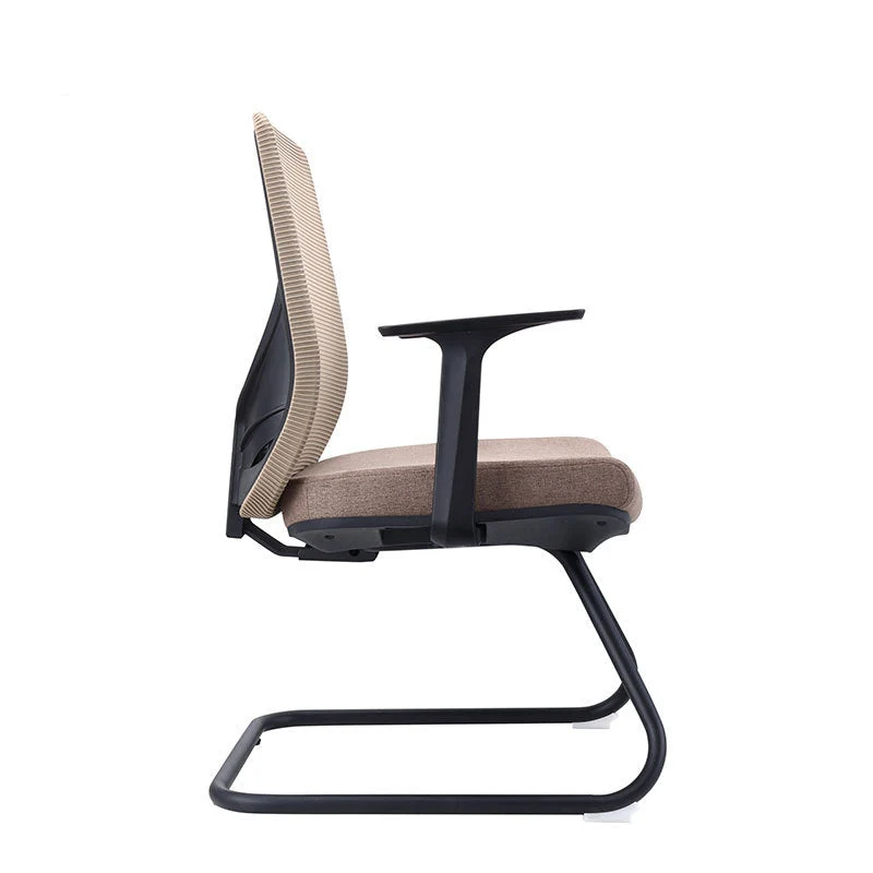 Fauteuil contemporain à accoudoirs fixes, chaise de bureau marron à dossier moyen Clearhalo