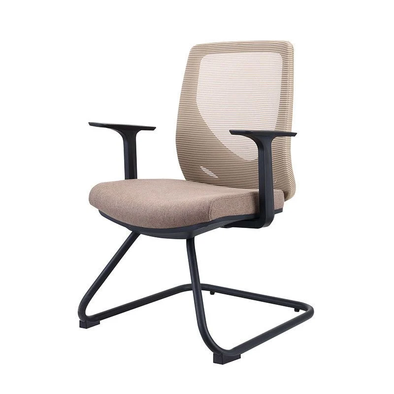 Fauteuil contemporain à accoudoirs fixes, chaise de bureau marron à dossier moyen Clearhalo