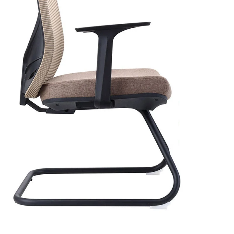 Fauteuil contemporain à accoudoirs fixes, chaise de bureau marron à dossier moyen Clearhalo