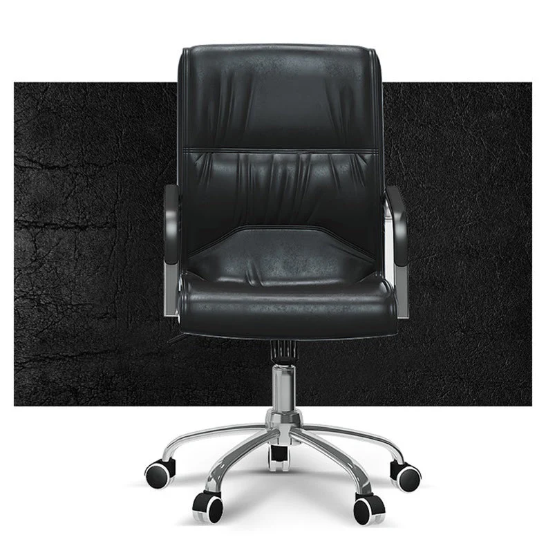 Fauteuil contemporain à accoudoirs fixes, chaise de bureau en simili cuir noir Clearhalo