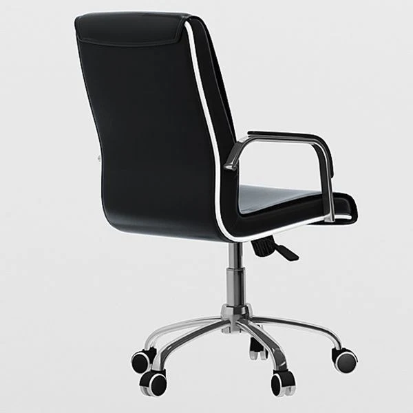 Fauteuil contemporain à accoudoirs fixes, chaise de bureau en simili cuir noir Clearhalo
