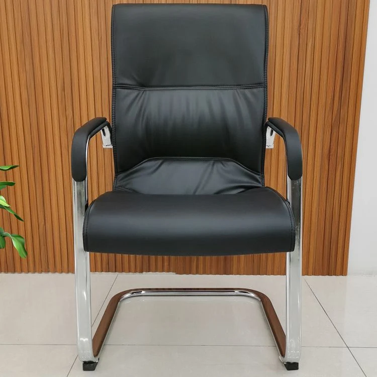 Fauteuil contemporain à accoudoirs fixes, chaise de bureau en simili cuir noir Clearhalo