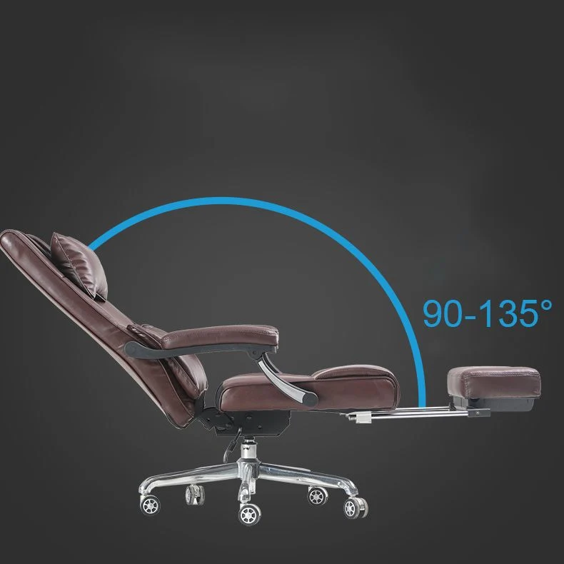 Fauteuil contemporain avec coussin inclus, siège réglable en hauteur, chaise de bureau en cuir marron Clearhalo