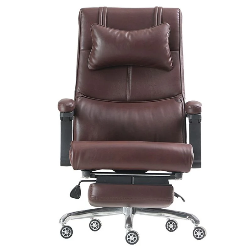 Fauteuil contemporain avec coussin inclus, siège réglable en hauteur, chaise de bureau en cuir marron Clearhalo