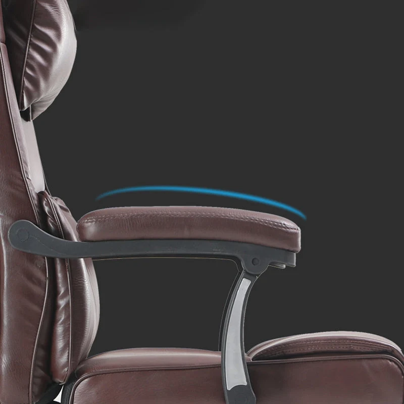 Fauteuil contemporain avec coussin inclus, siège réglable en hauteur, chaise de bureau en cuir marron Clearhalo