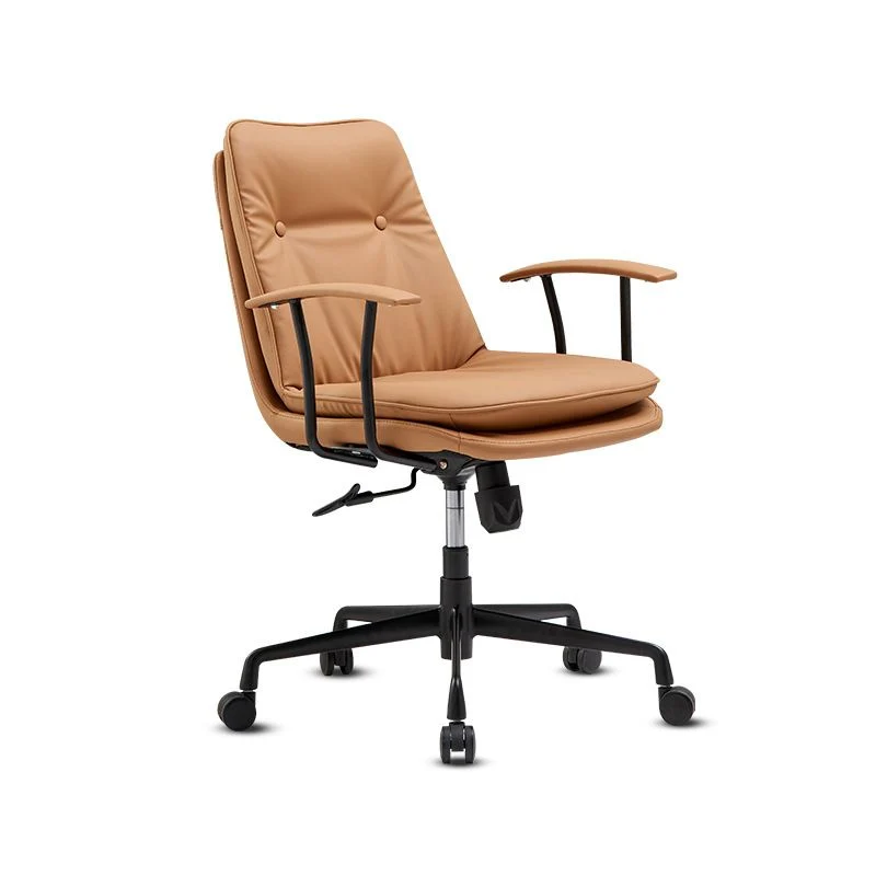 Fauteuil contemporain à bras fixes, chaise de bureau en cuir à hauteur de siège réglable Clearhalo