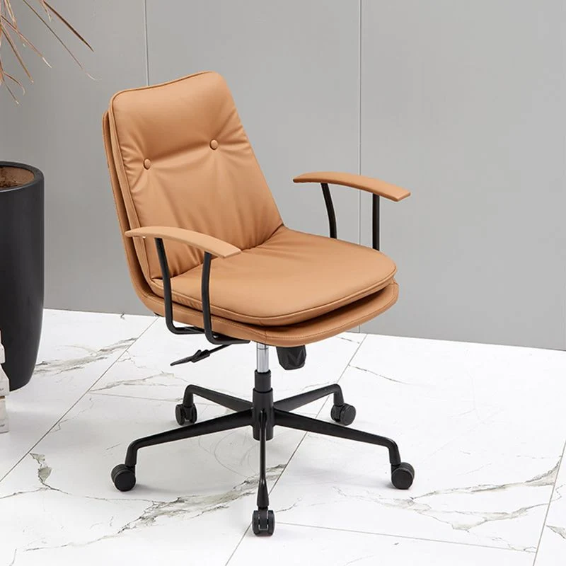 Fauteuil contemporain à bras fixes, chaise de bureau en cuir à hauteur de siège réglable Clearhalo