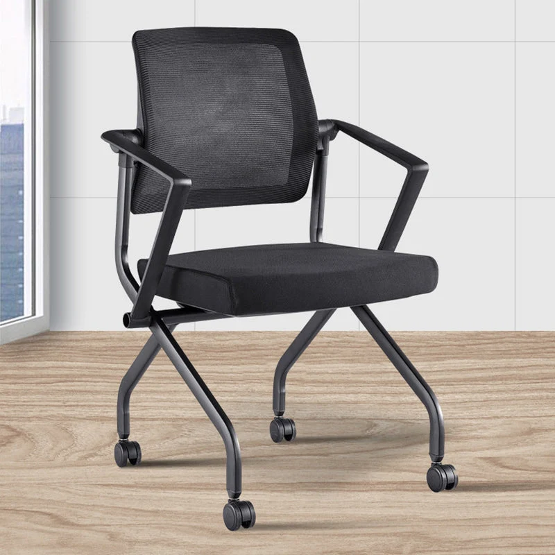 Fauteuil contemporain à bras fixes noir avec chaise de bureau à roulettes Clearhalo