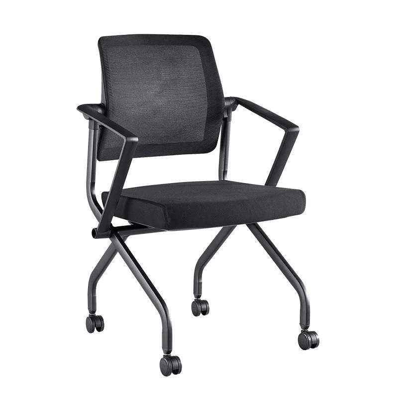 Fauteuil contemporain à bras fixes noir avec chaise de bureau à roulettes Clearhalo