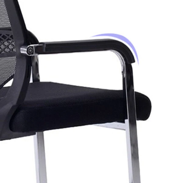 Fauteuil contemporain à dossier moyen, chaise de bureau en microfibre noire pour conférence Clearhalo