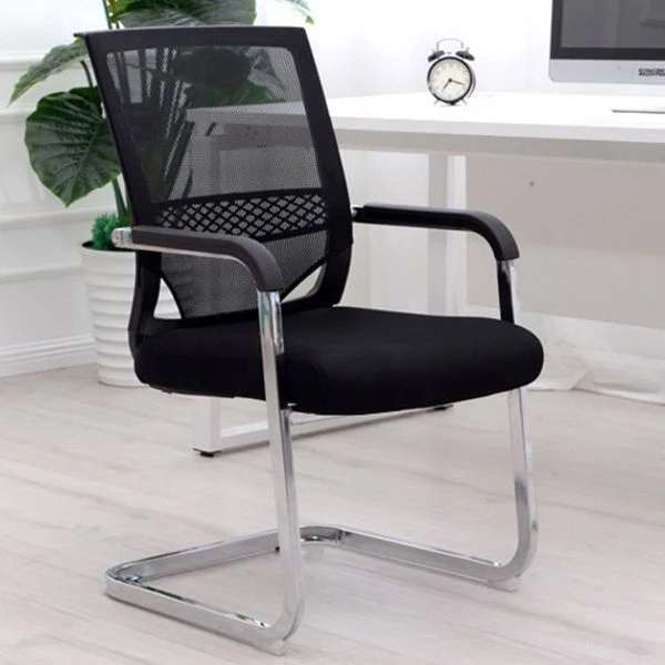 Fauteuil contemporain à dossier moyen, chaise de bureau en microfibre noire pour conférence Clearhalo
