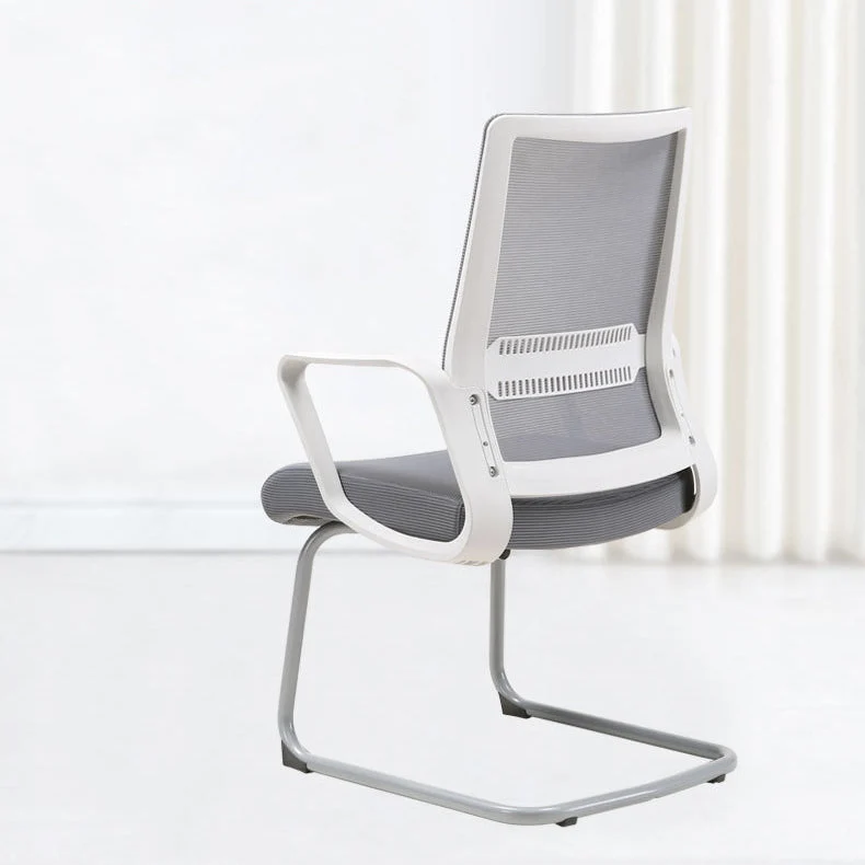 Fauteuil contemporain gris à bras réglables, sans roulettes, chaise de bureau Clearhalo