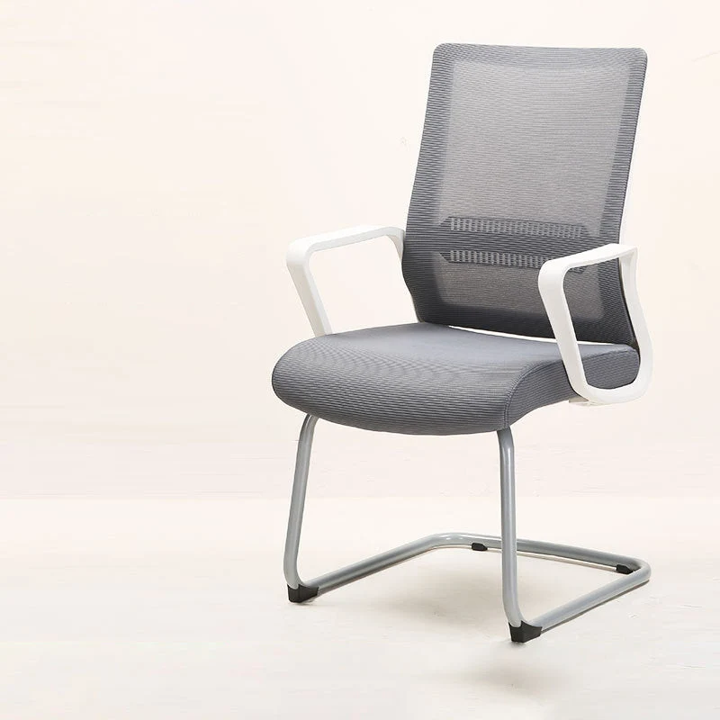 Fauteuil contemporain gris à bras réglables, sans roulettes, chaise de bureau Clearhalo