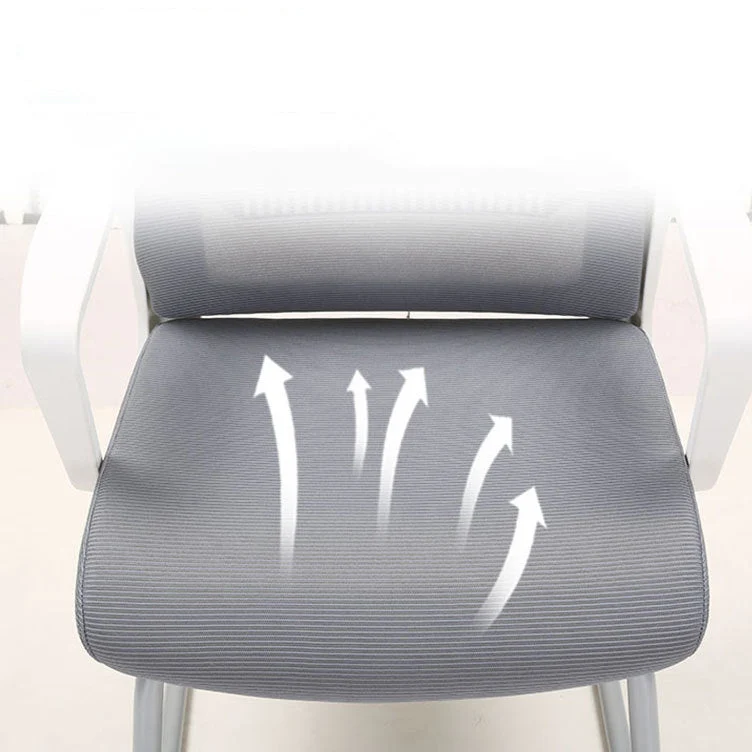 Fauteuil contemporain gris à bras réglables, sans roulettes, chaise de bureau Clearhalo