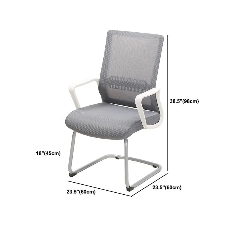 Fauteuil contemporain gris à bras réglables, sans roulettes, chaise de bureau Clearhalo
