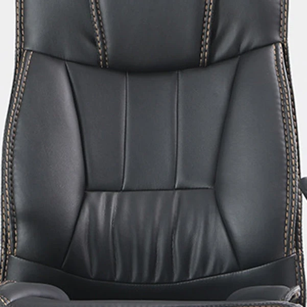 Fauteuil contemporain à hauteur de siège réglable, accoudoirs fixes, chaise de bureau en cuir noir Clearhalo