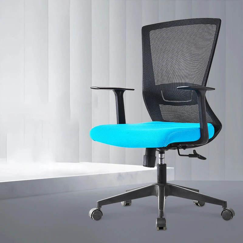 Fauteuil contemporain à hauteur de siège réglable, bras fixes, chaise de bureau en nylon Clearhalo