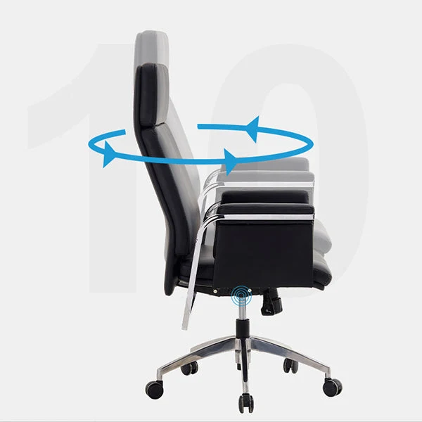 Fauteuil contemporain à hauteur de siège réglable, chaise de bureau en cuir noir Clearhalo
