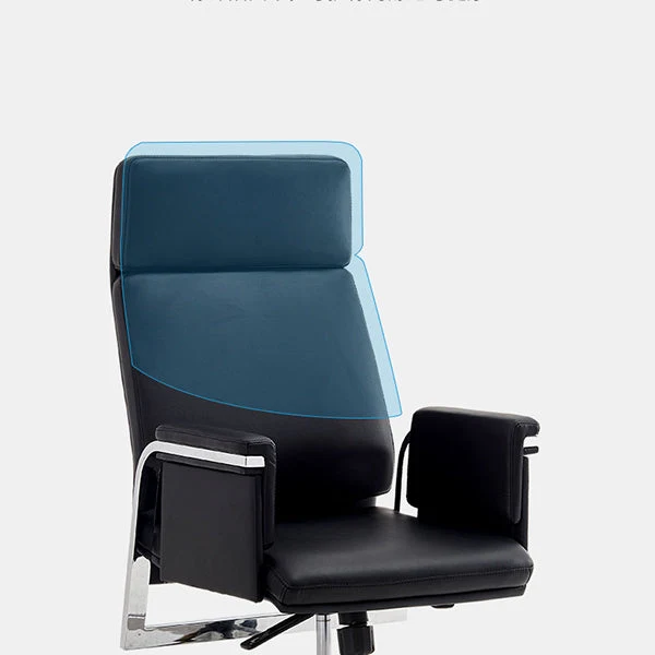Fauteuil contemporain à hauteur de siège réglable, chaise de bureau en cuir noir Clearhalo