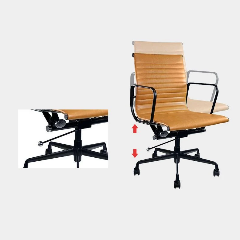 Fauteuil contemporain à hauteur de siège réglable, chaise de bureau en cuir orange Clearhalo