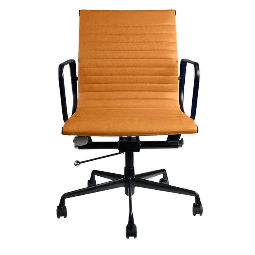 Fauteuil contemporain à hauteur de siège réglable, chaise de bureau en cuir orange Clearhalo