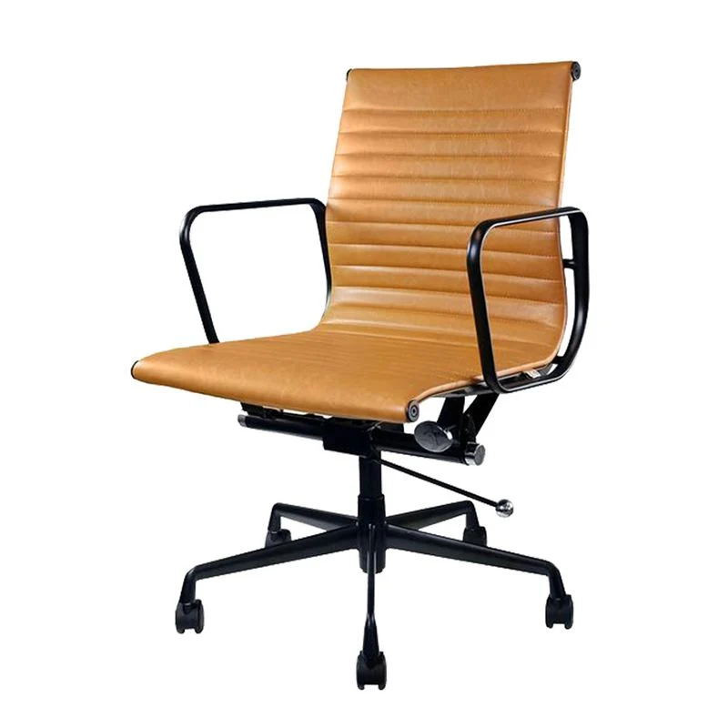 Fauteuil contemporain à hauteur de siège réglable, chaise de bureau en cuir orange Clearhalo