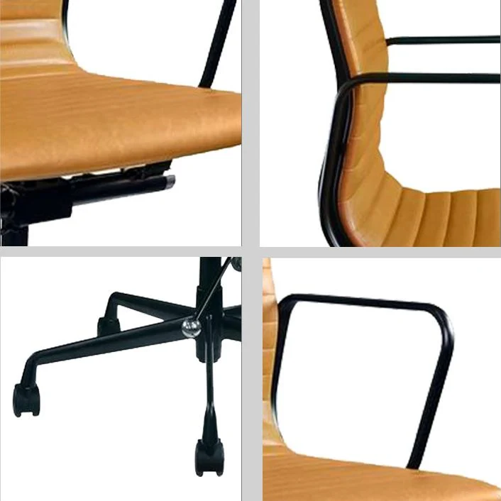 Fauteuil contemporain à hauteur de siège réglable, chaise de bureau en cuir orange Clearhalo