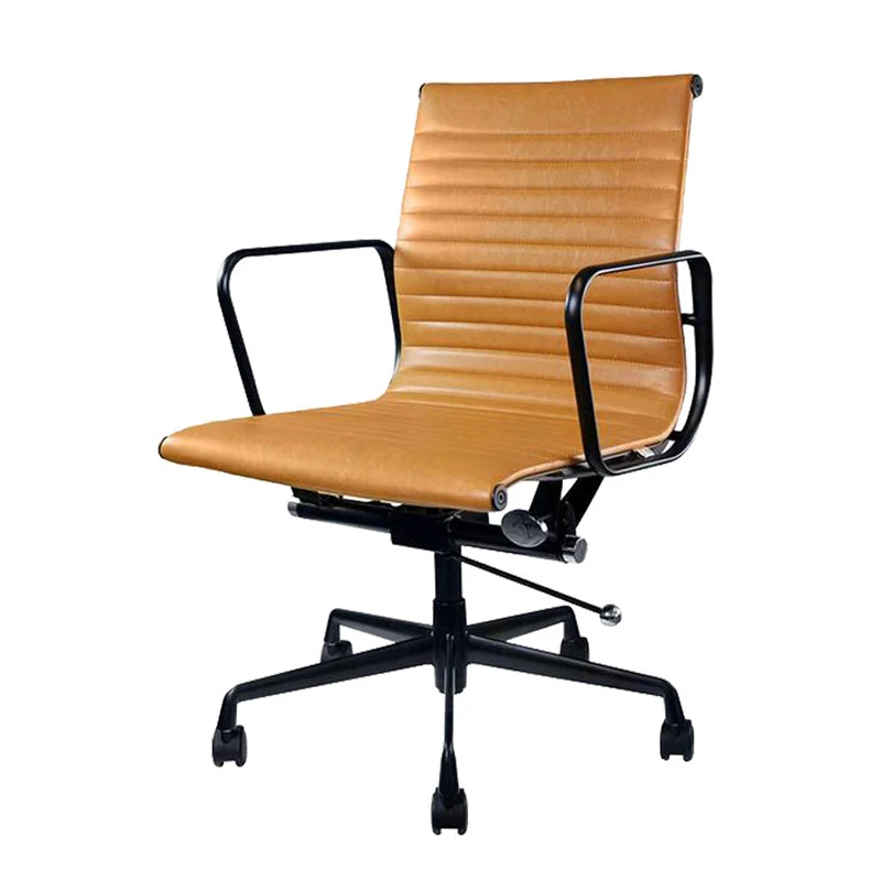 Fauteuil contemporain à hauteur de siège réglable, chaise de bureau en cuir orange Clearhalo