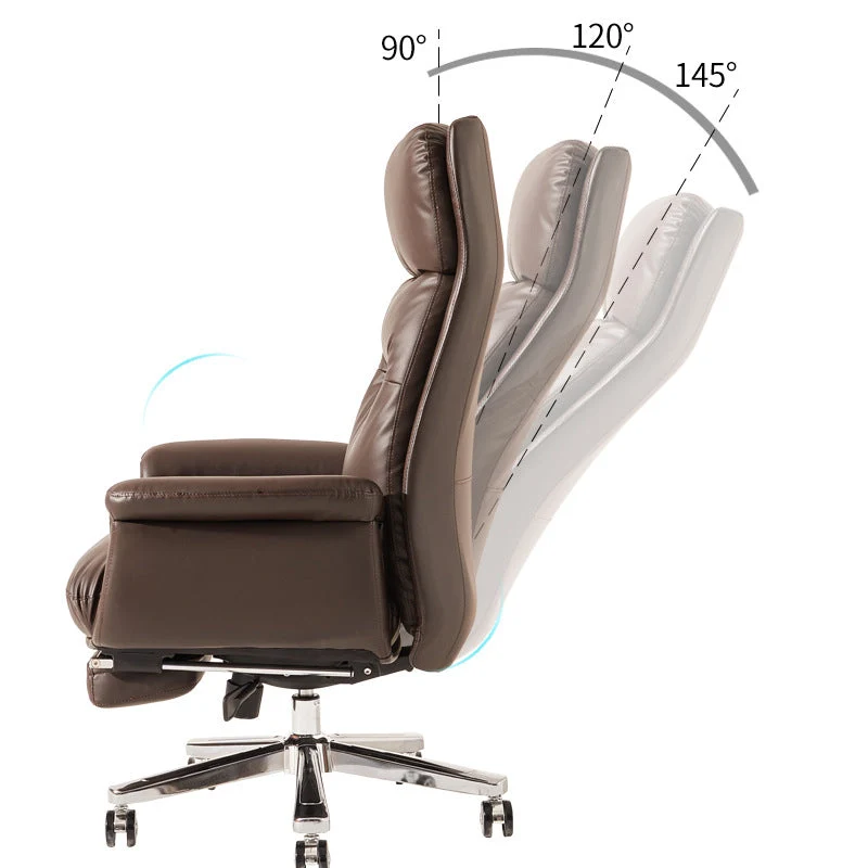 Fauteuil contemporain à hauteur de siège réglable, chaise de bureau en cuir marron Clearhalo