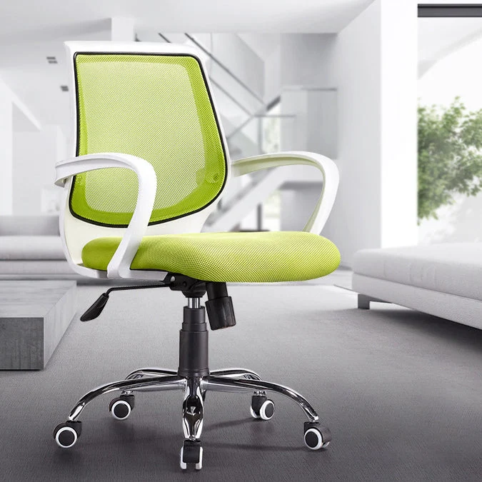 Fauteuil contemporain vert à bras fixes, hauteur de siège réglable, chaise de bureau Clearhalo