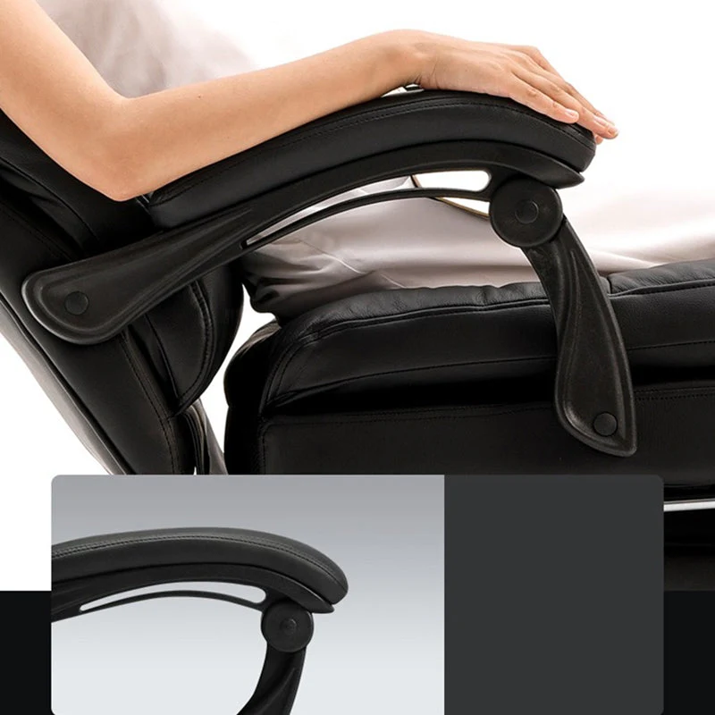Fauteuil en cuir noir, siège réglable en hauteur, chaise de direction Clearhalo