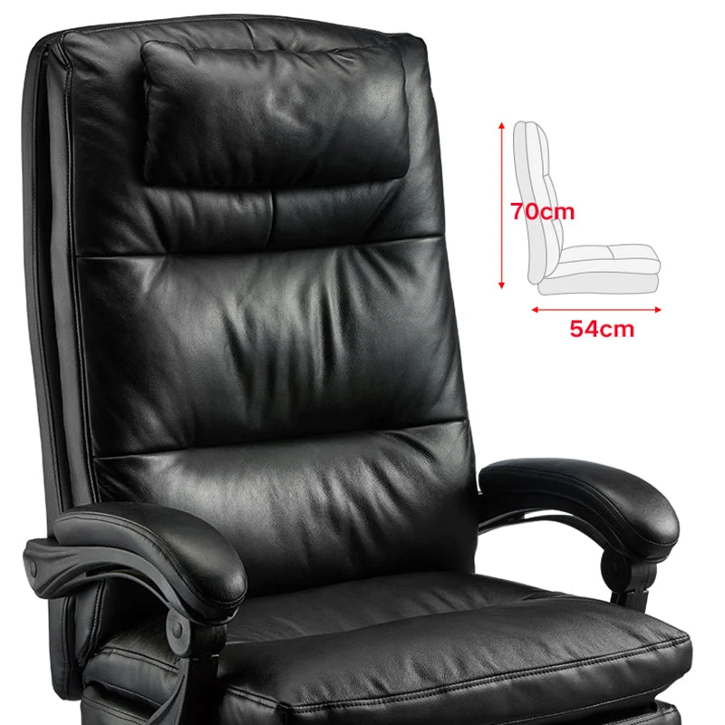Fauteuil en cuir noir, siège réglable en hauteur, chaise de direction Clearhalo