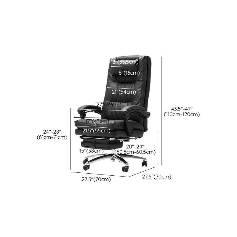 Fauteuil en cuir noir, siège réglable en hauteur, chaise de direction Clearhalo
