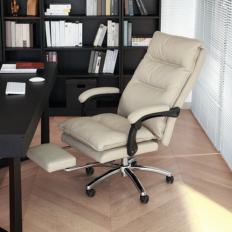 Fauteuil de direction à bras rembourrés réglables, chaise pivotante moderne à dossier haut Clearhalo