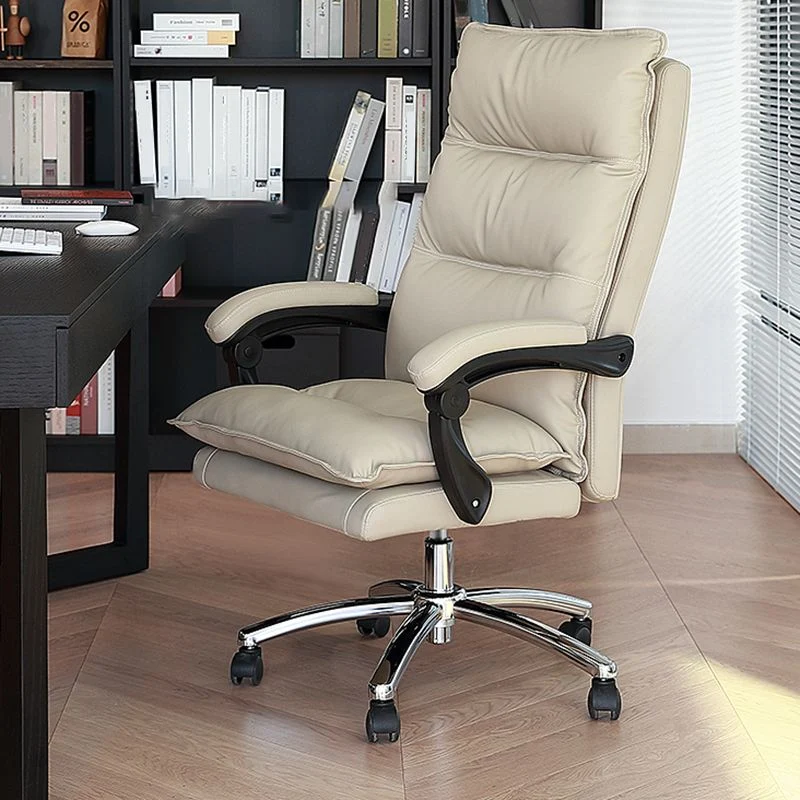 Fauteuil de direction contemporain en cuir blanc de 26 po de large Clearhalo