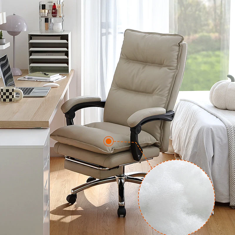 Fauteuil de direction contemporain en cuir blanc de 26 po de large Clearhalo
