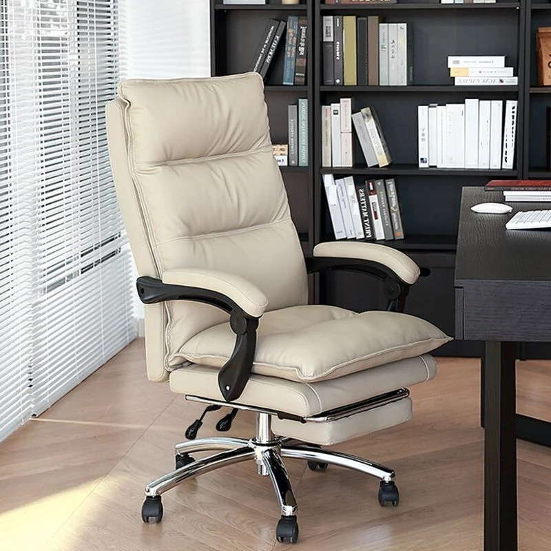 Fauteuil de direction contemporain en cuir blanc de 26 po de large Clearhalo