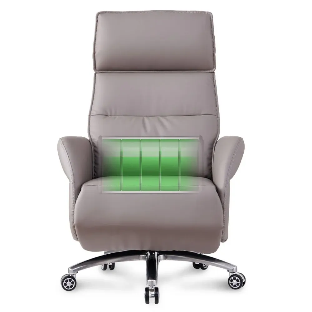 Fauteuil de direction contemporain en cuir gris de 29 po de large Clearhalo