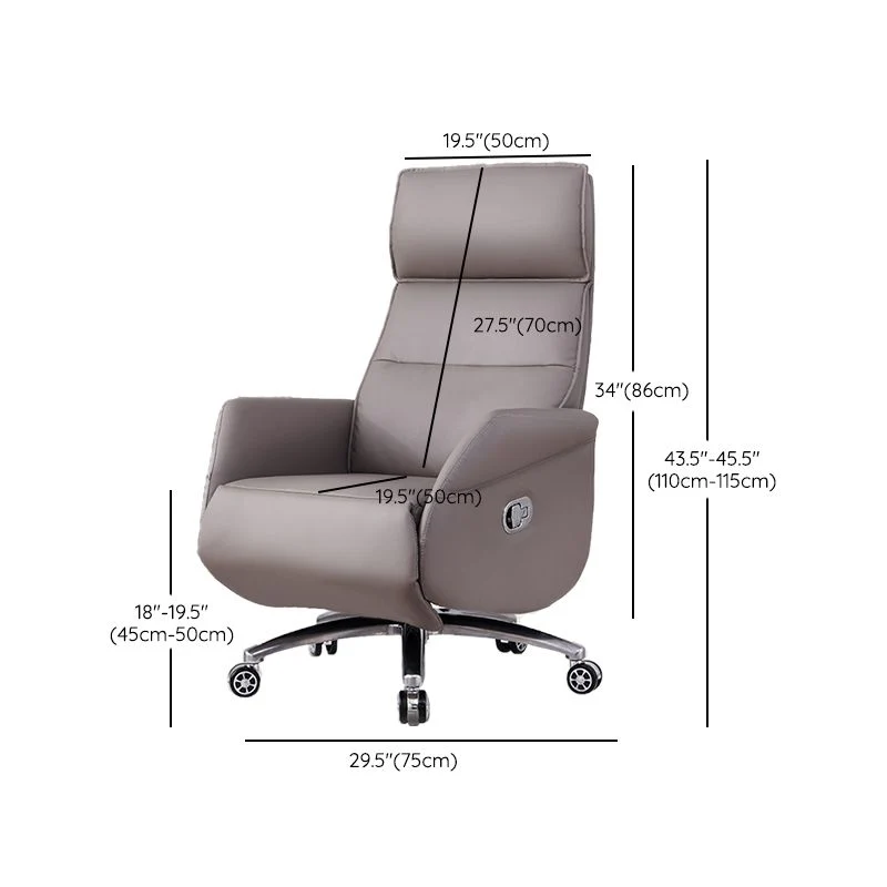 Fauteuil de direction contemporain en cuir gris de 29 po de large Clearhalo