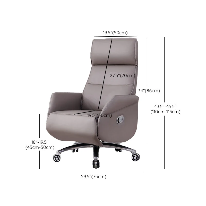 Fauteuil de direction contemporain en cuir gris de 29 po de large Clearhalo