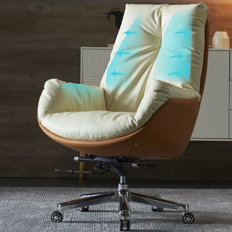 Fauteuil de direction contemporain en cuir jaune de 29 po de large Clearhalo