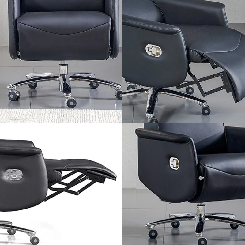 Fauteuil de direction contemporain en cuir noir, 31 po de large Clearhalo