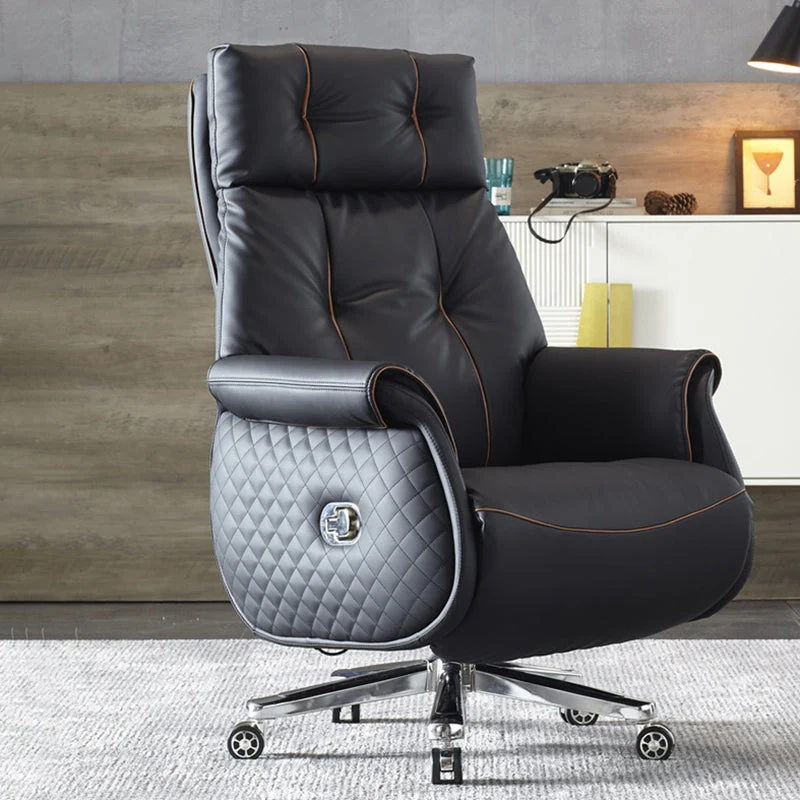 Fauteuil de direction contemporain en cuir noir, 27 po de large Clearhalo
