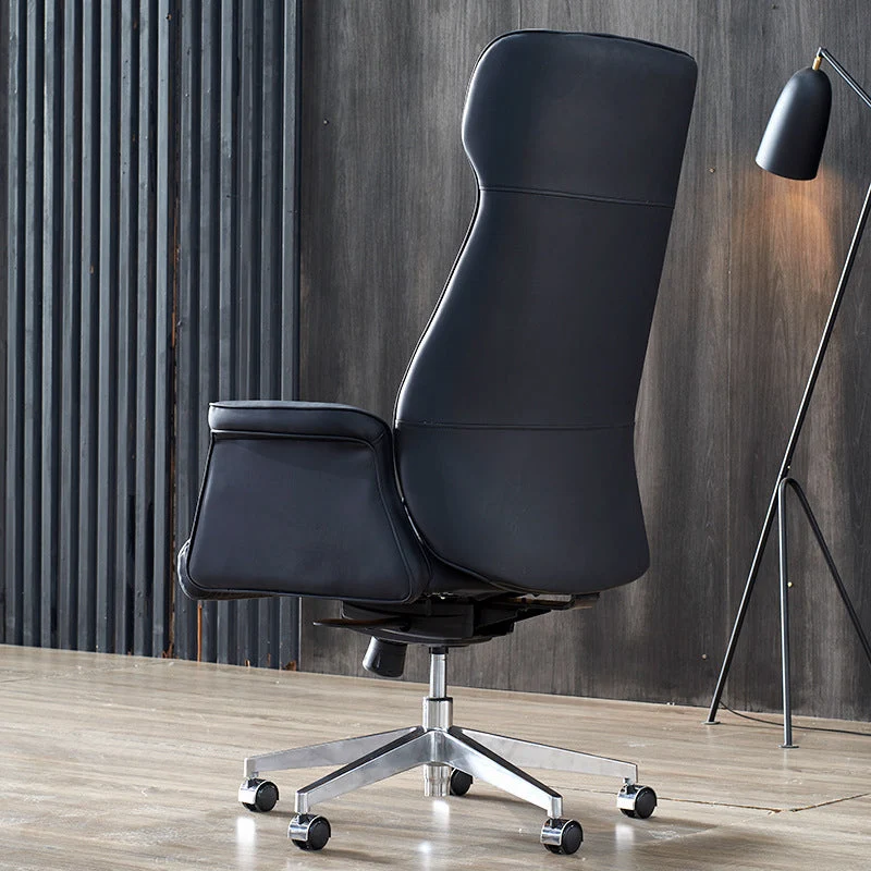Fauteuil de direction contemporain en cuir noir, 24 po de large Clearhalo