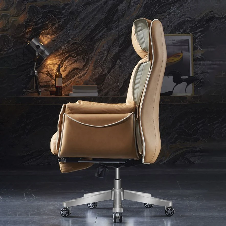 Fauteuil de direction contemporain en cuir orange de 29 po de large Clearhalo